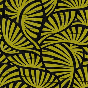 Hawaiian Nature - Exotic Leaves in Olive Green and Black / Large