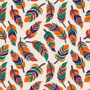 Vibrant Tribal Feathers Pattern - Eclectic Boho Chic Home Decor & Fashion Textile Design