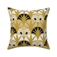 Art deco owls gold black and white tones