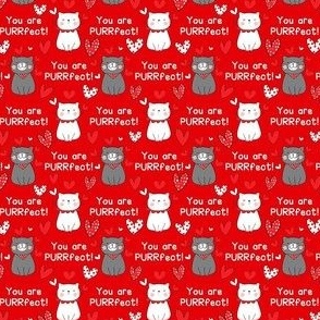 Small Scale You Are Purrfect Valentine Cats on Red