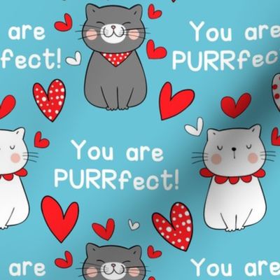 Large Scale You Are Purrfect Valentine Cats on Blue