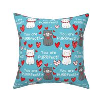 Large Scale You Are Purrfect Valentine Cats on Blue