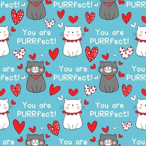 Large Scale You Are Purrfect Valentine Cats on Blue