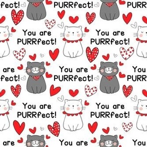 Medium Scale You Are Purrfect Valentine Cats on White