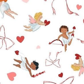 Valentines Love Cupids Cherub with Bows and Hearts 9in