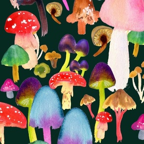 Watercolor mushrooms (dark)