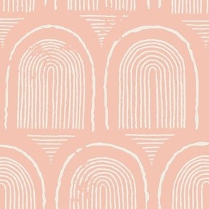 Mid-century Block Printed Arches in Dogwood Pink