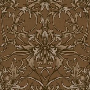 Saddle Brown Leather Scrollwork