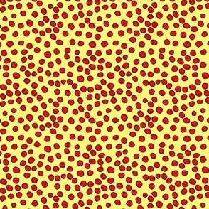 Yellow with red dots strawberry pattern collection for quilting