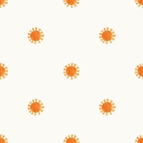 Watercolor Painted Sun on Cream - wallpaper bedding