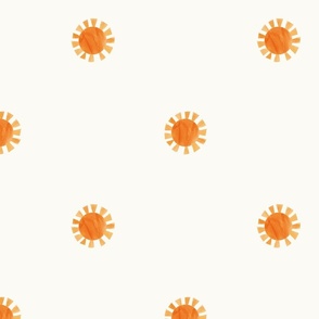 Watercolor Painted Sun on Cream - Large Wallpaper