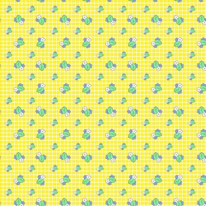 Strawberry flowers collection  yellow gingham