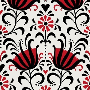 Black forest folklore decor black white red