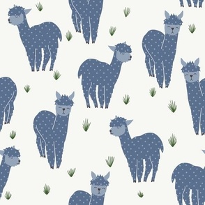Free Range Blue Alpacas and Grasses on a Light Background - Large - 10x10