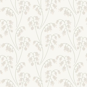 Lily of the Valley large 12 wallpaper scale in ivory silver grey by Pippa Shaw