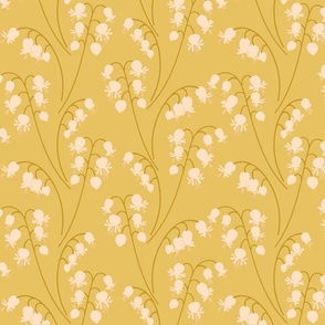 Lily of the Valley large 12 wallpaper scale in mustard gold blush by Pippa Shaw