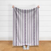 classic purple stripes with elaborate ornaments  on an off white linen background - medium scale