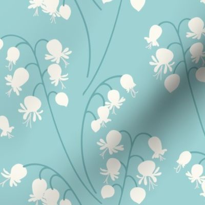 Lily of the Valley large 12 wallpaper scale in duck egg blue by Pippa Shaw