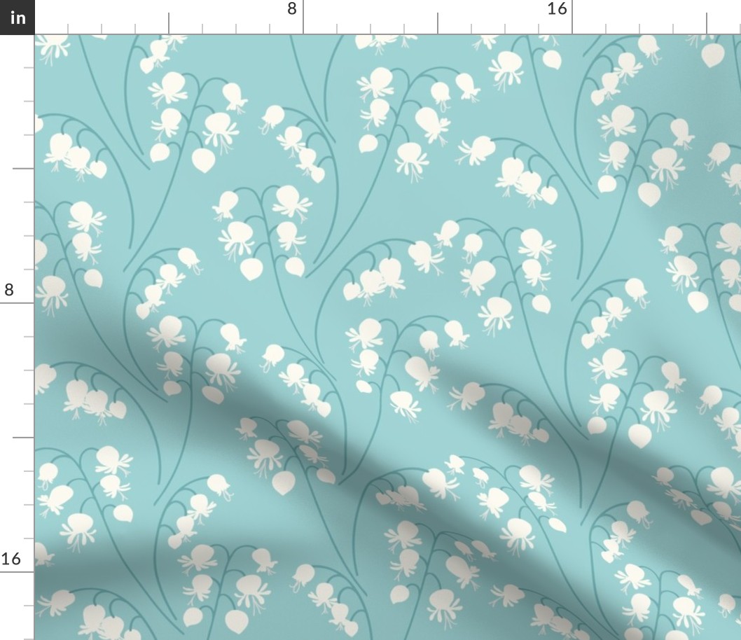 Lily of the Valley large 12 wallpaper scale in duck egg blue by Pippa Shaw