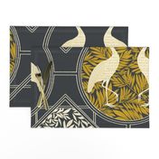 Art Deco White Heron Charcoal Jumbo