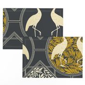 Art Deco White Heron Charcoal Jumbo