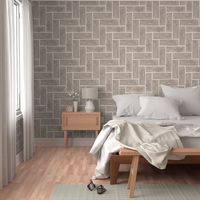 Herringbone Bricks Rustic Taupe with Cream Grout, large