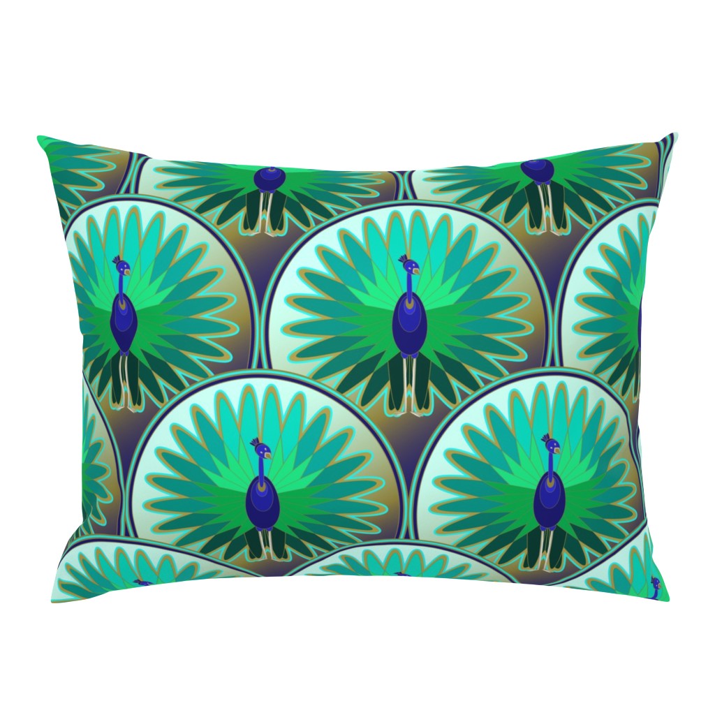 Graphic peacock art deco bird wallpaper