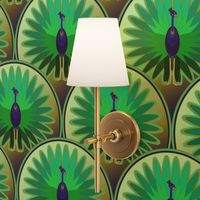 Graphic peacock art deco bird wallpaper