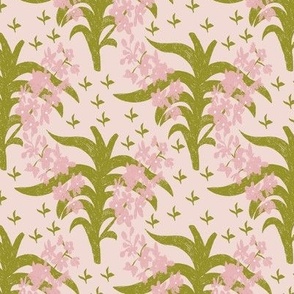 Tangled  Flower Bloom Plants in pink | Small Version | Pink floral Vintage Style Wallpaper Print