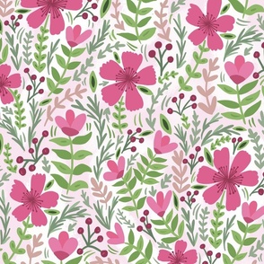 welcome floral dusty pink wallpaper scale