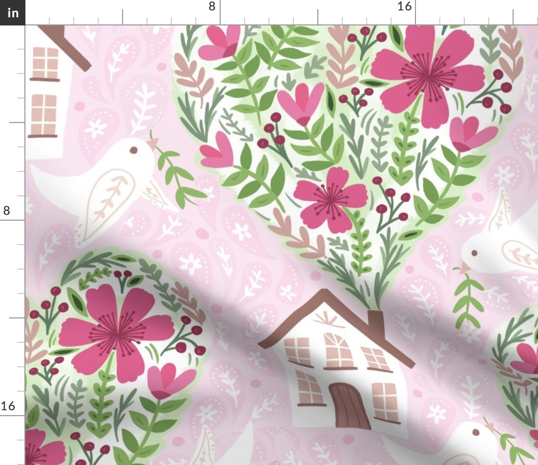 welcome to our loving home pink wallpaper scale