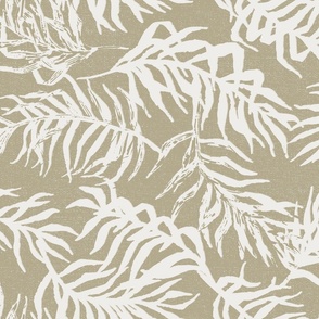 Jacquard Palm Leaves Breeze in Dried Moss Green