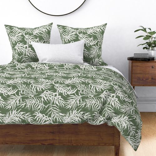 Jacquard Textured Palm Leaves Breeze Forest Green - new modern farmhouse