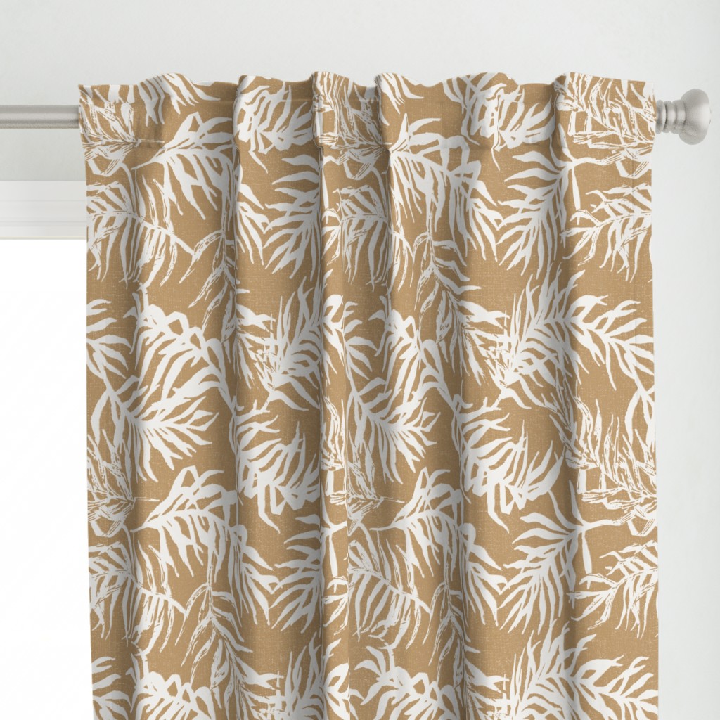 Jacquard Palm Leaves Breeze in textured Mustard Sprice