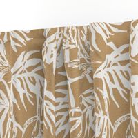 Jacquard Palm Leaves Breeze in textured Mustard Sprice