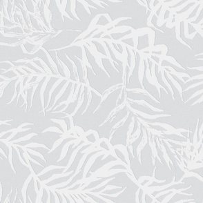 Platinum Gray Textured Jacquard Palm Leaves Breeze 