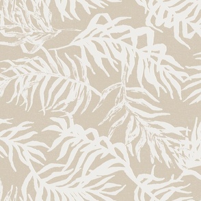 Textured Jacquard Palm Leaves Breeze in Summer Sand