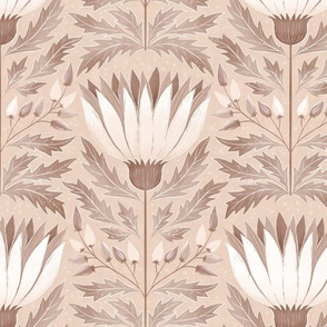 Large| Neutral warm grey Wildflower wallpaper design