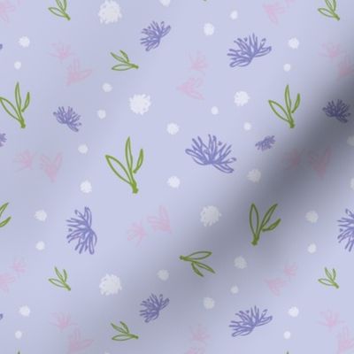 Line drawn tossed florals lilac