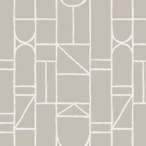 Greige Mod Geometric Tiles with Texture