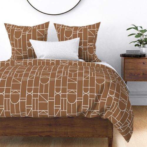 Earthy distressed texture geometric shapes - Tobacco Tan Brown