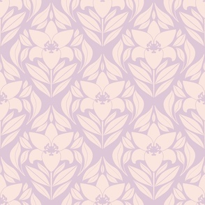 Pink lily geometric diamond pattern on purple lavender
