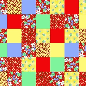 Cheater quilt Strawberry Flowers pattern