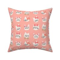 Kitty Cats with Bows on peachy pink - 2 inch