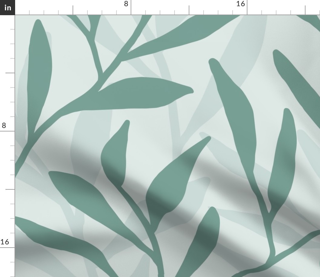 Trailing Leaves in Muted Teal