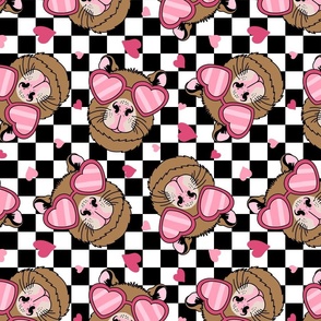 Cappy Valentines Day Capybara Valentine Pink Checker Rotated- Large Scale