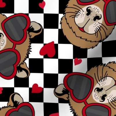 Cappy Valentines Day Capybara Valentine Red Checker - Large scale