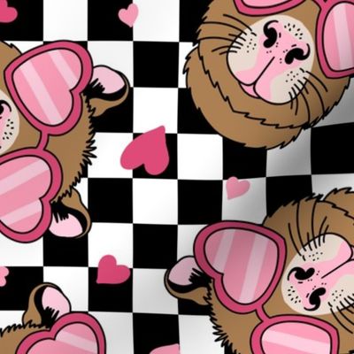 Cappy Valentines Day Capybara Valentine Pink Checker - Large scale