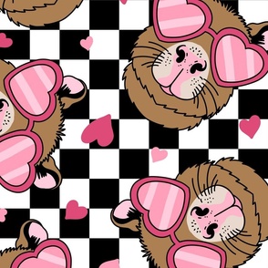 Cappy Valentines Day Capybara Valentine Pink Checker - XL scale