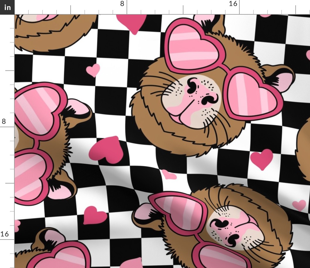 Cappy Valentines Day Capybara Valentine Pink Checker - XL scale